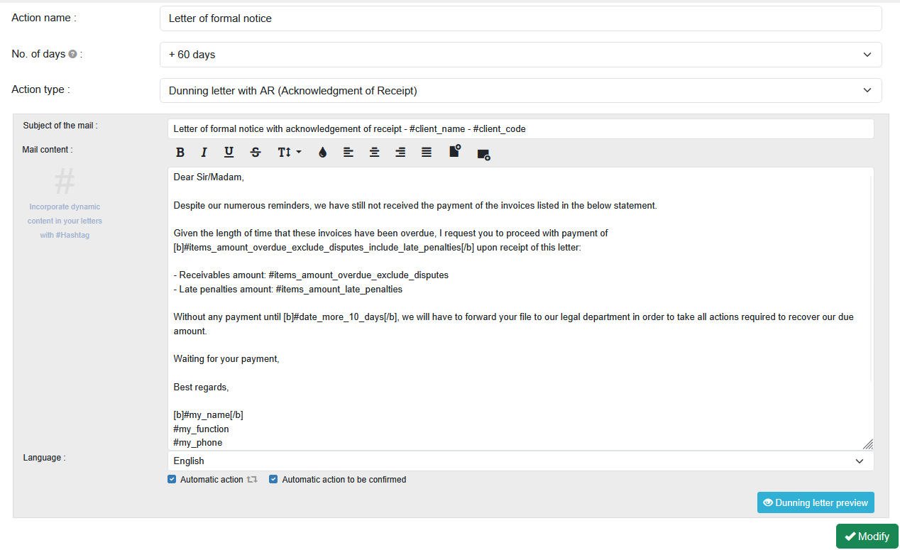 collection letter template