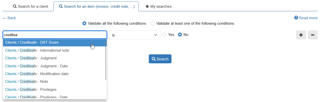 Connecteur Creditsafe