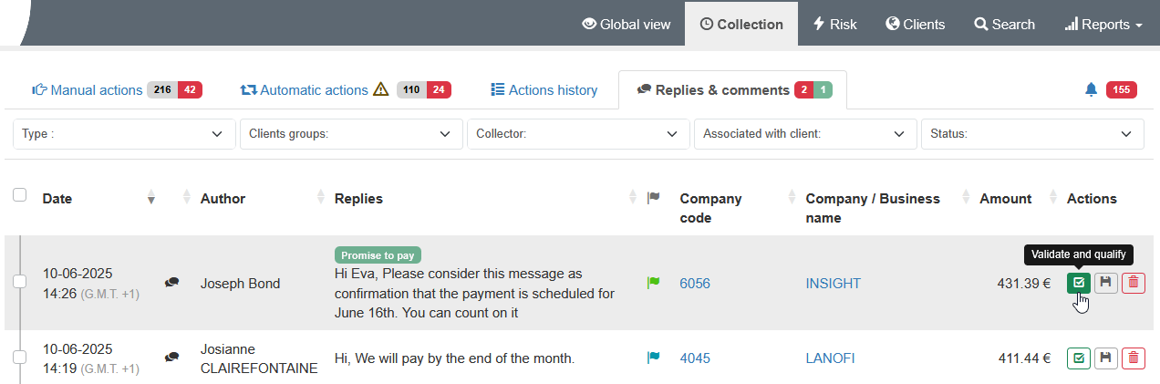 Replies and comments