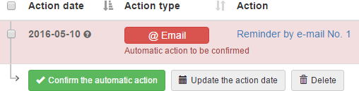 Automatic action to be confirmed