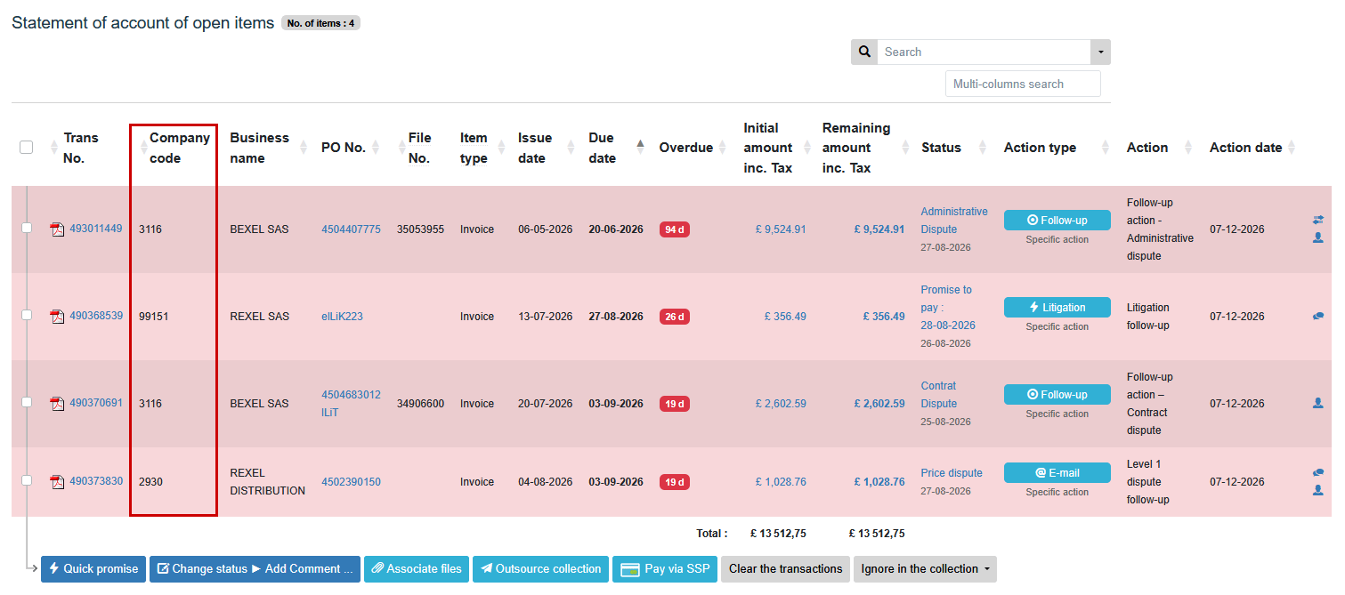 Grouped collection actions