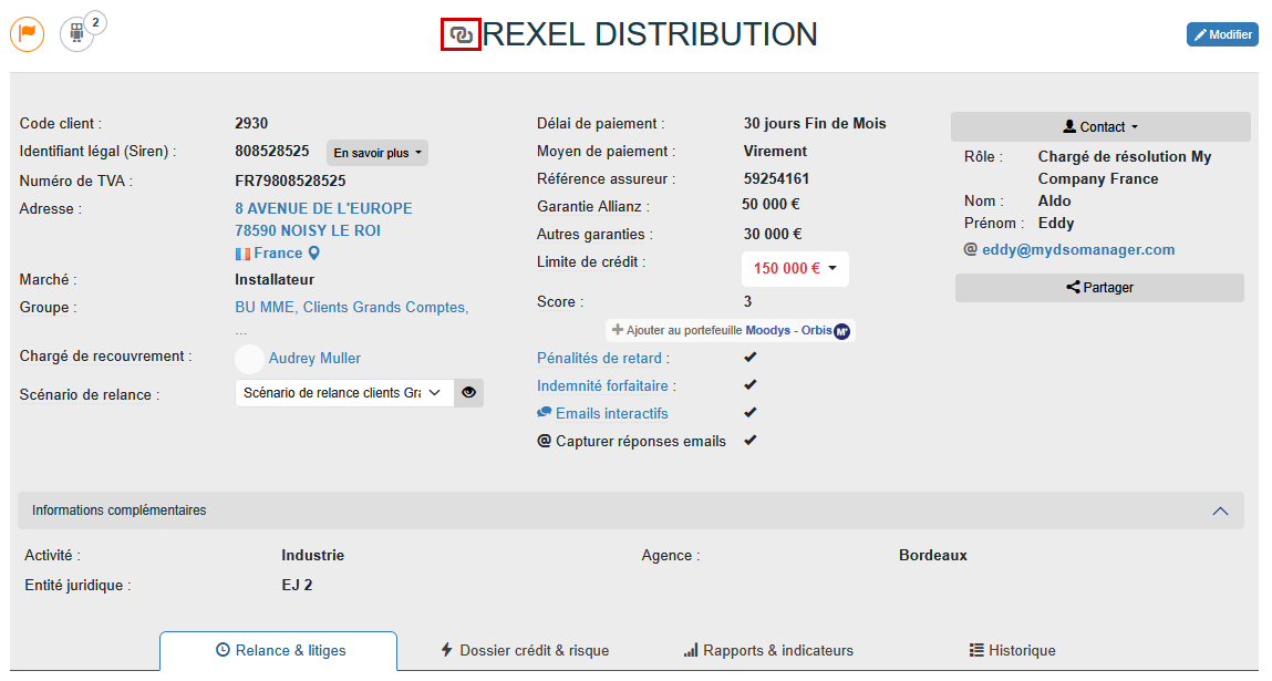 Fiche client groupé