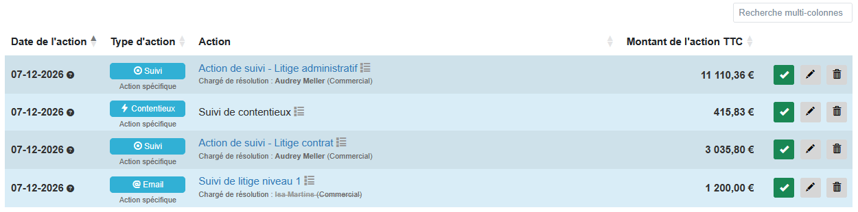 Fiche client groupé