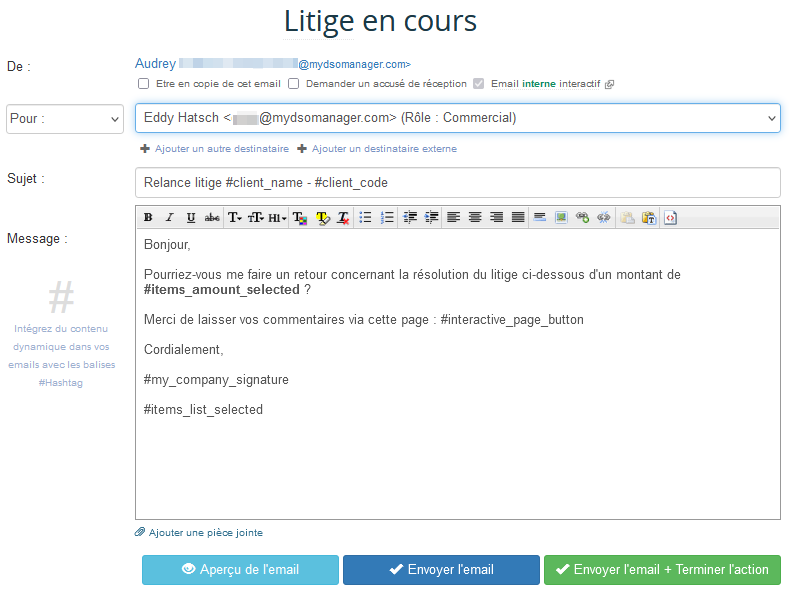 Collaborateur en charge de résolution
