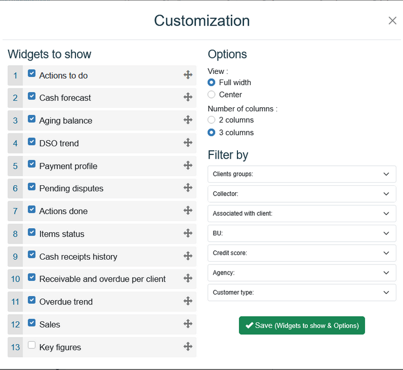 Paramétrage Vue globale