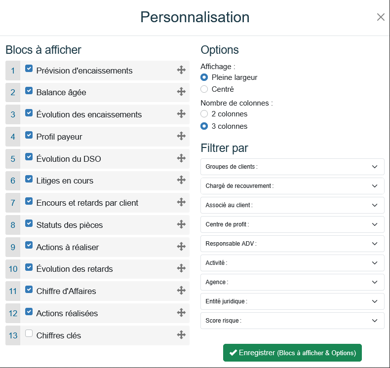 Paramétrage Vue globale