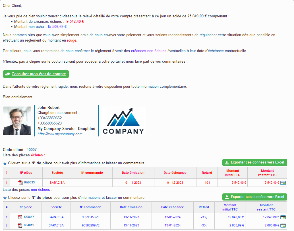 E-mail de relance deux en un