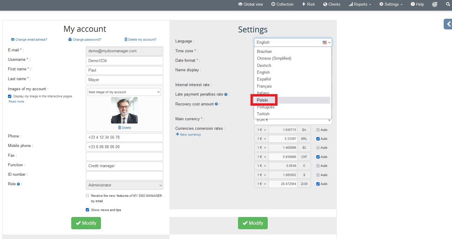 Switching your platform's language setting