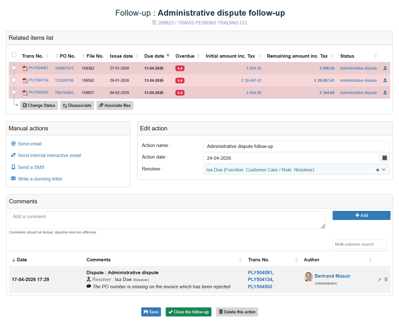 Follow-up action - details