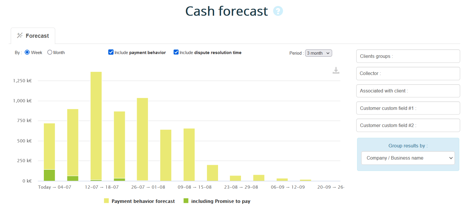 Cash forecast report